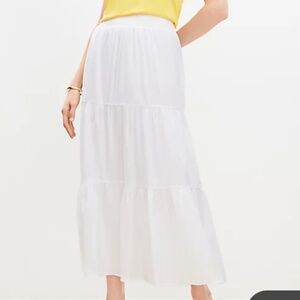 NEW White LOFT Tiered Maxi Skirt Small NWT